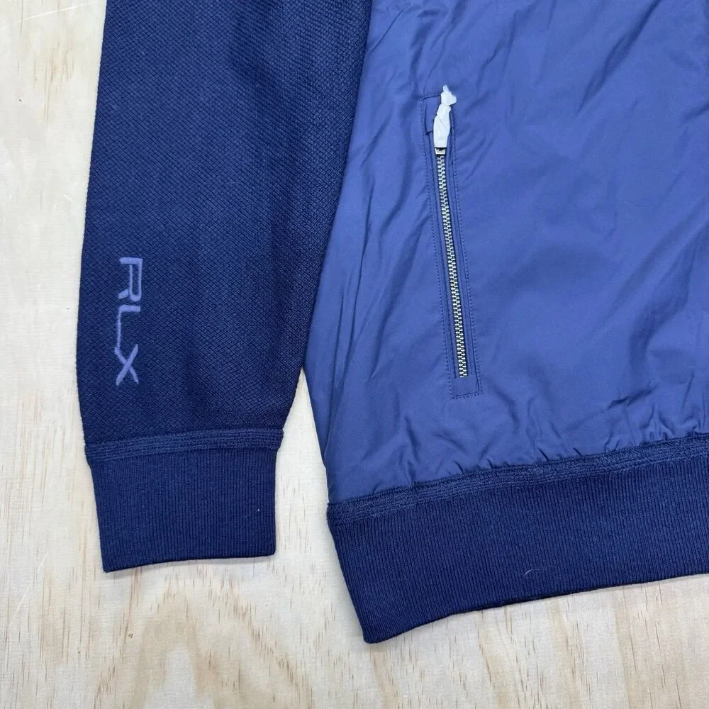 NEW Ralph Lauren RLX Golf Mens Full Zip Hybrid Sweater Jacket Primaloft Navy LG